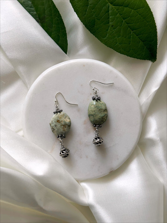 Dark Green Turquoise Earrings