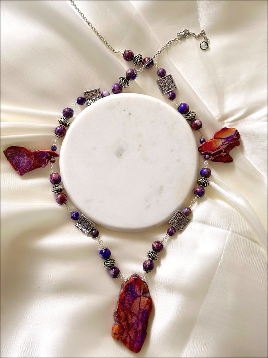 Red-Purple Jadeite Necklace