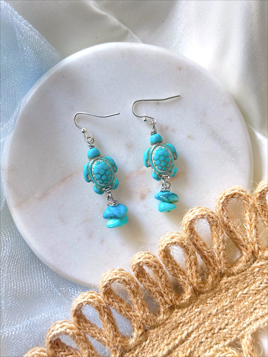 Turquoise Turtle Earrings.