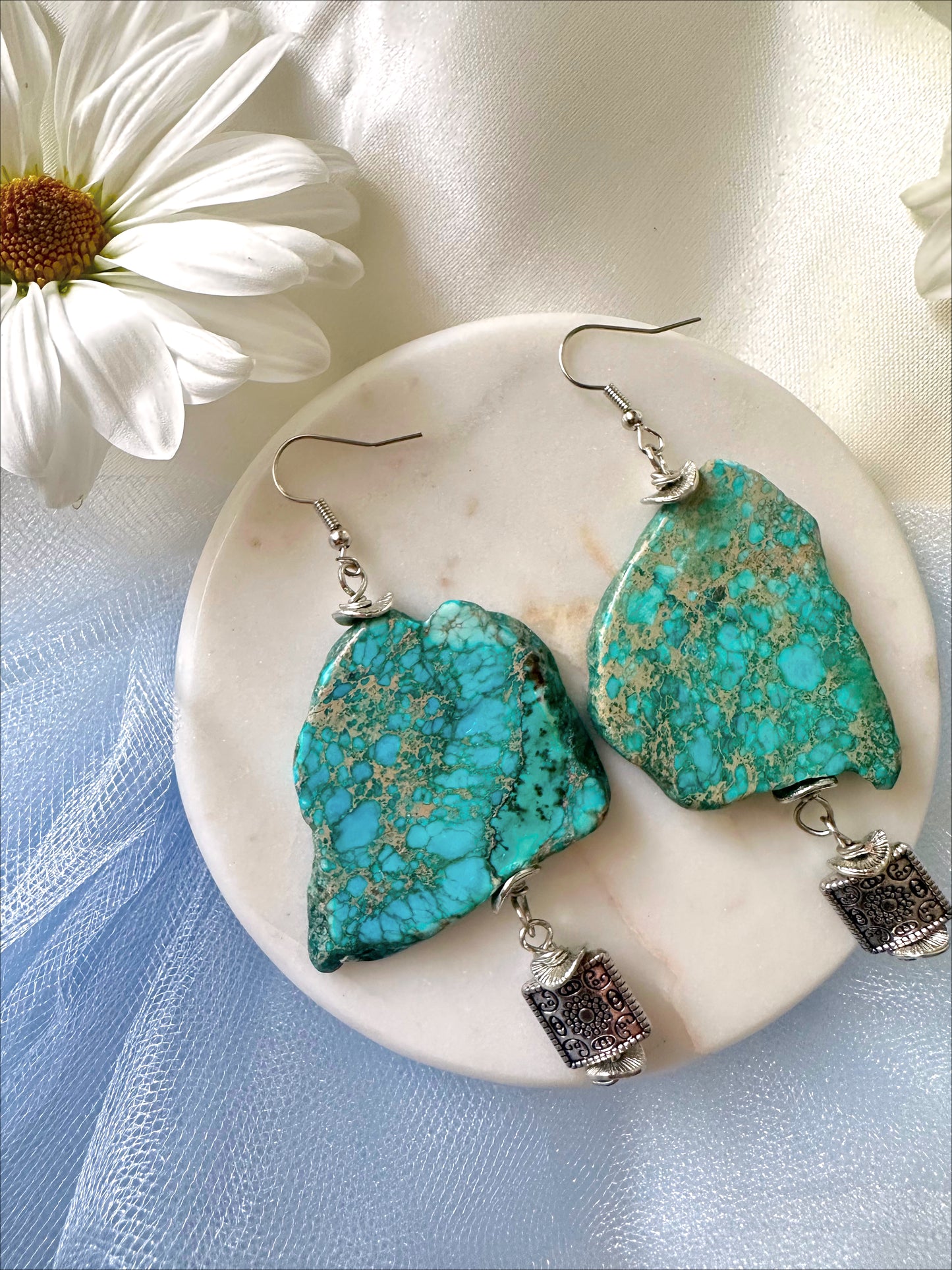 Greenish-blue Jadeite Earrings